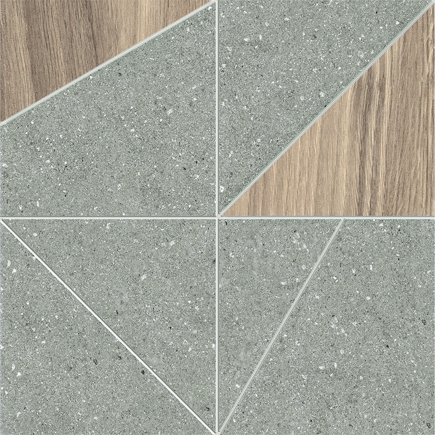 Urbanixx Gres Nagano Mosaik Holzoptik Betonoptik Grau / Braun Matt 29x29 cm R10