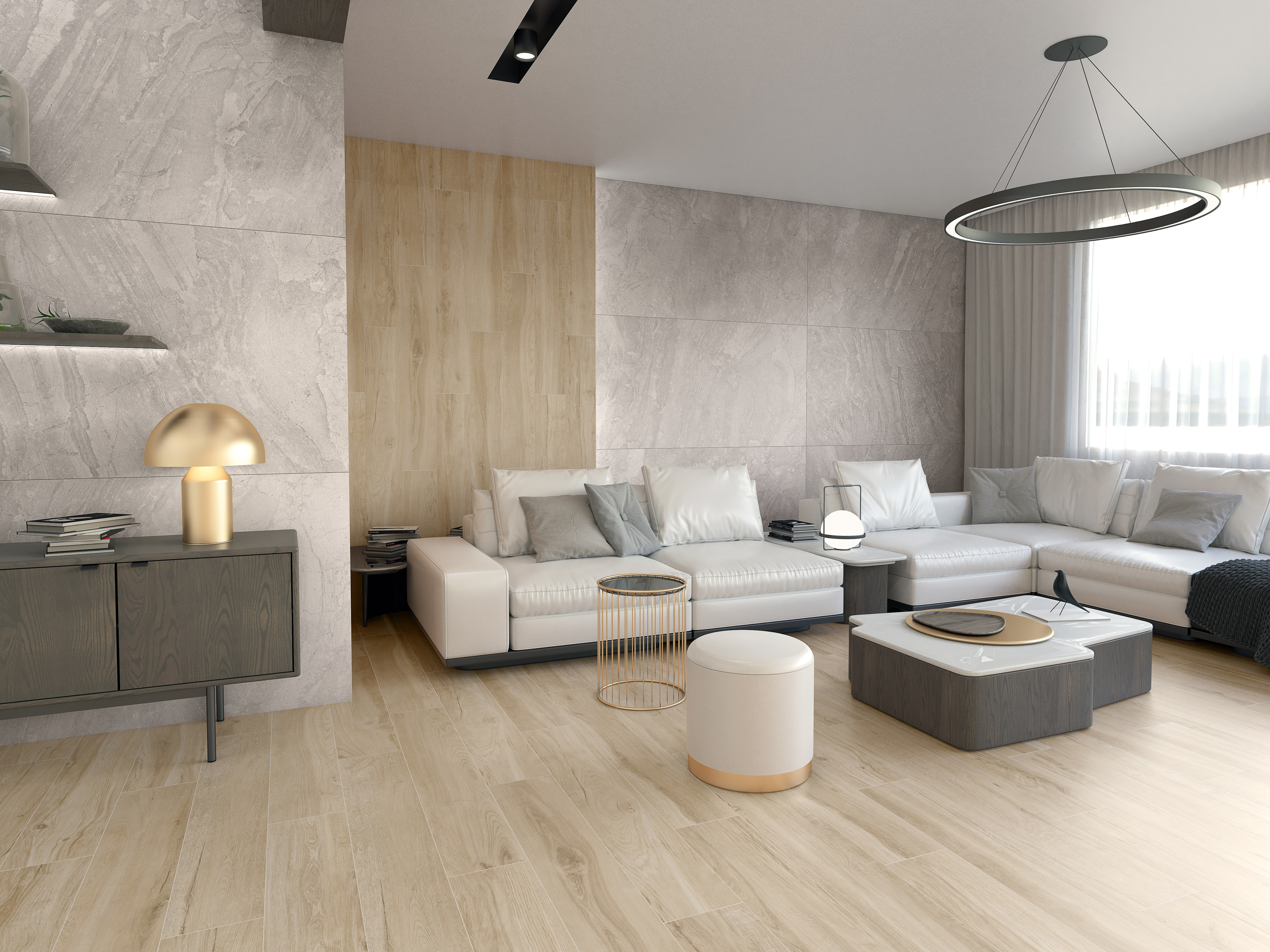 Noem Gres Paris Boden Wandfliese Holzoptik Hellbraun Matt 20x120 cm rektifiziert R10B