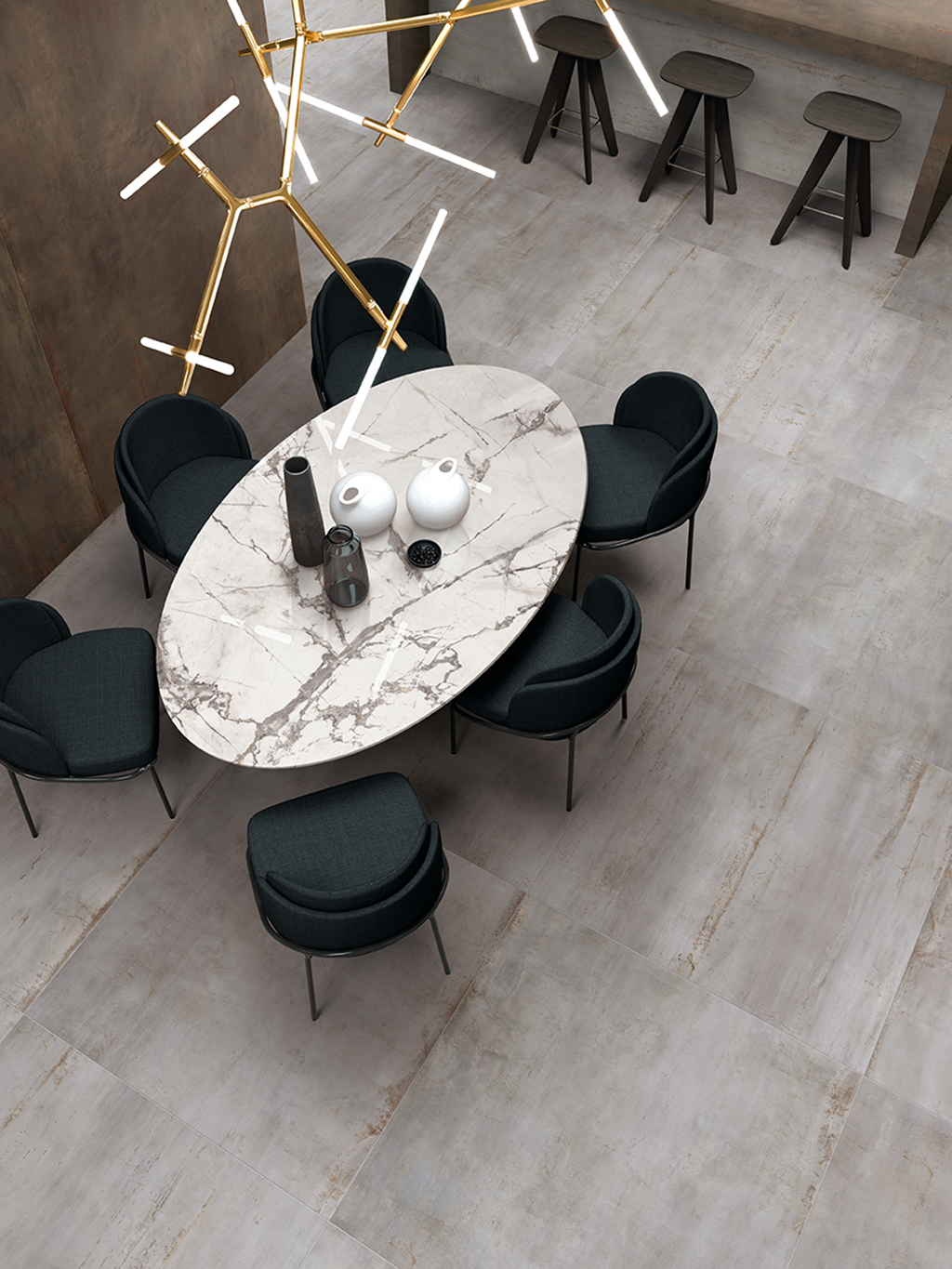 Flaviker Rebel Bodenfliese Metalloptik Grau Matt 160x320 cm rektifiziert