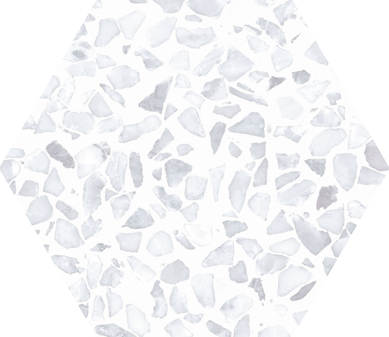 Urbanixx Gres Tarfala Bodenfliesen Terrazzooptik Hexagon Hellgrau Matt 23,2x26,7 cm rektifiziert