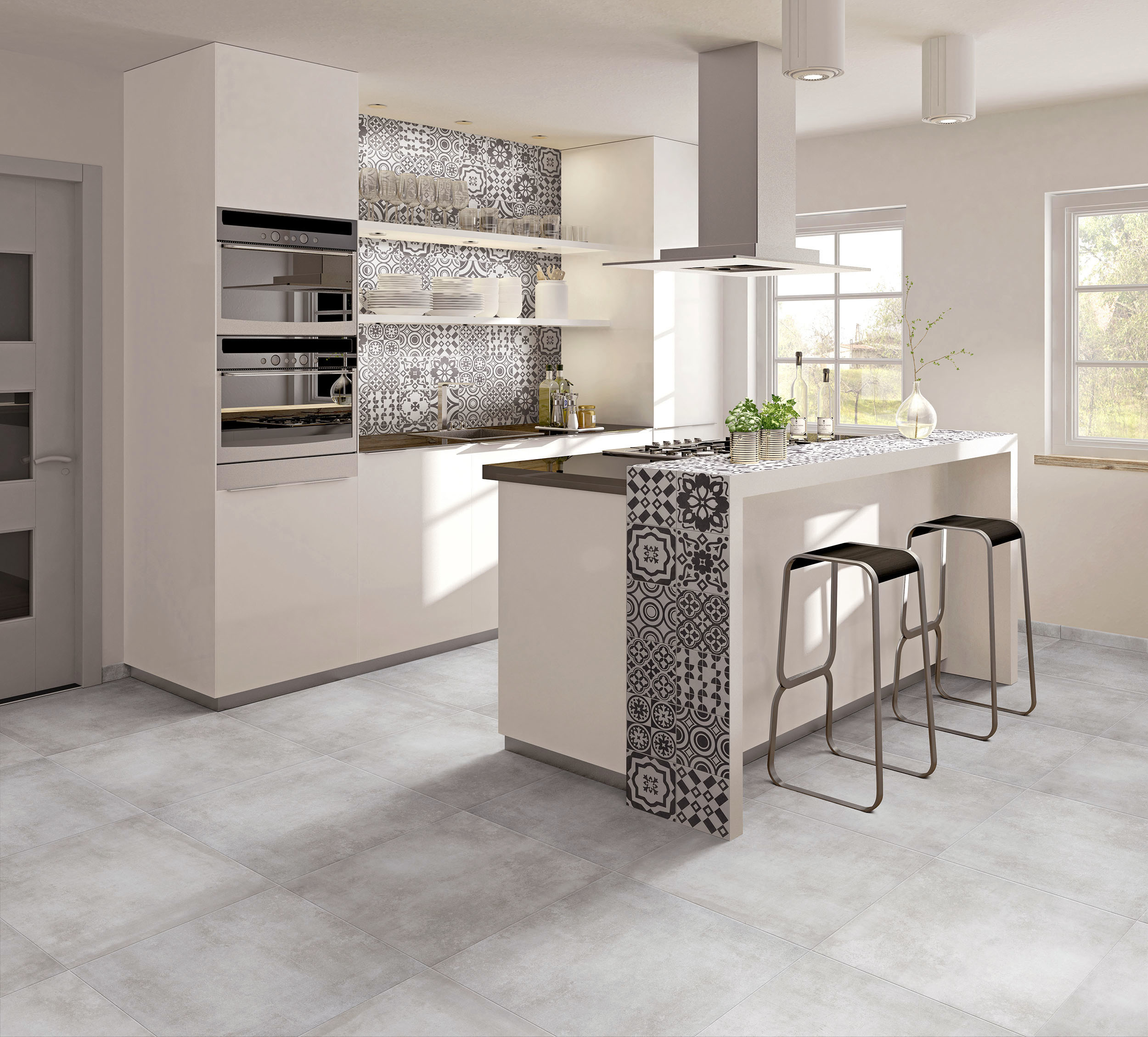 Urbanixx Gres Bari Bodenfliese Betonoptik Weiß Matt 60x60 cm rektifiziert R9