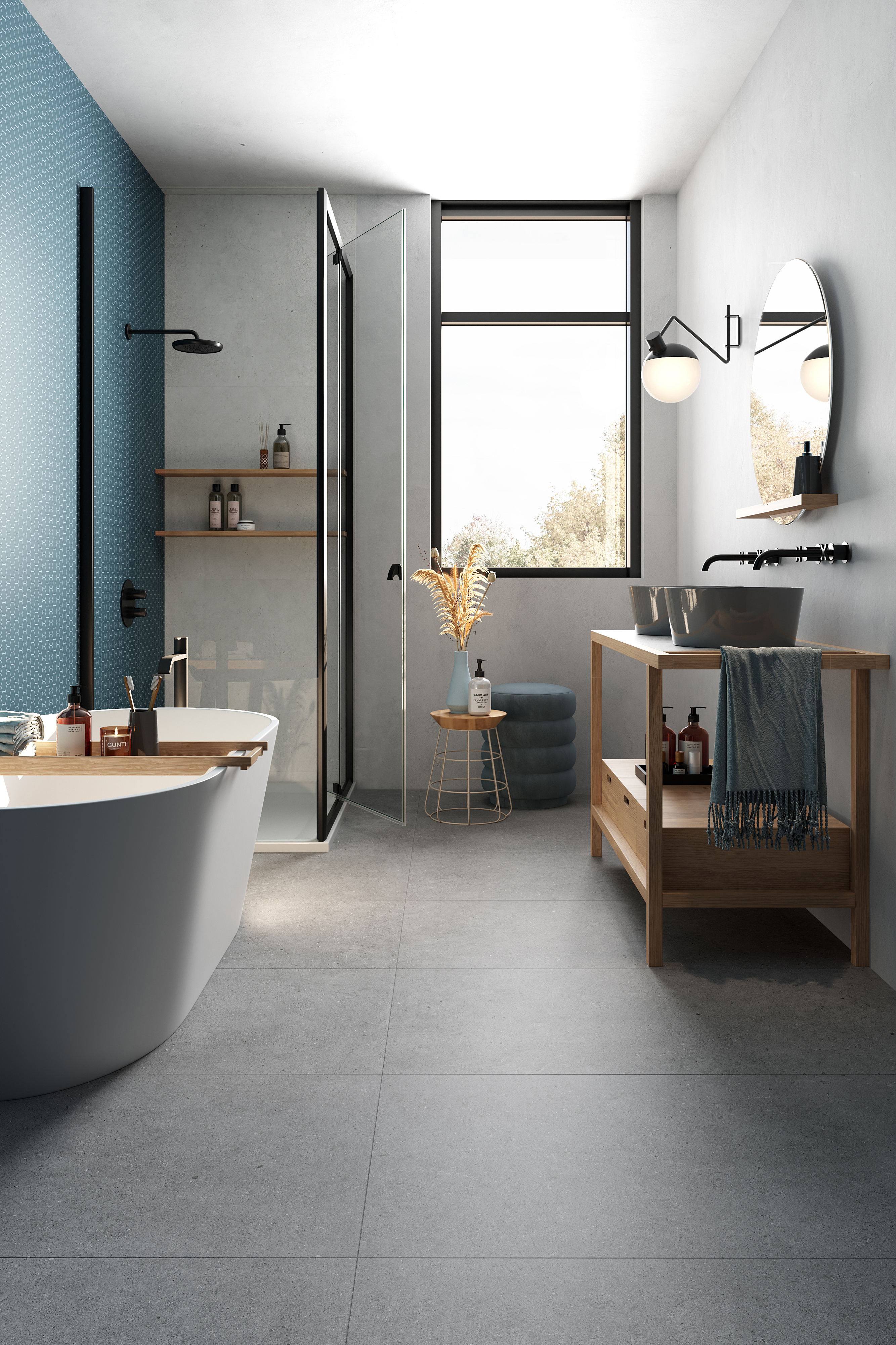 Urbanixx Gres Osaki Bodenfliese Natursteinoptik Anthrazit Matt 60x60 cm rektifiziert R10