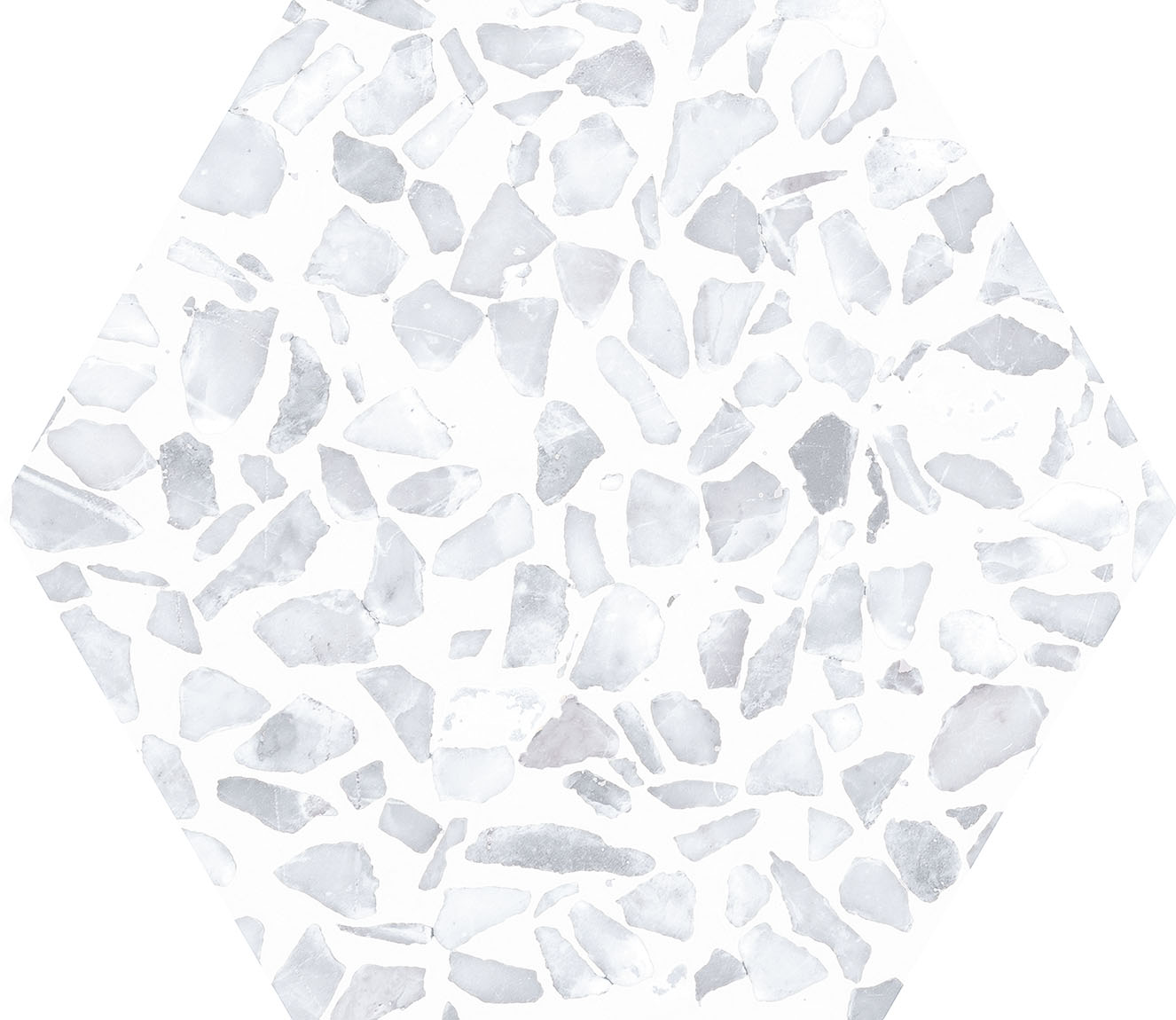 Urbanixx Gres Tarfala Bodenfliesen Terrazzooptik Hexagon Hellgrau Matt 23,2x26,7 cm rektifiziert