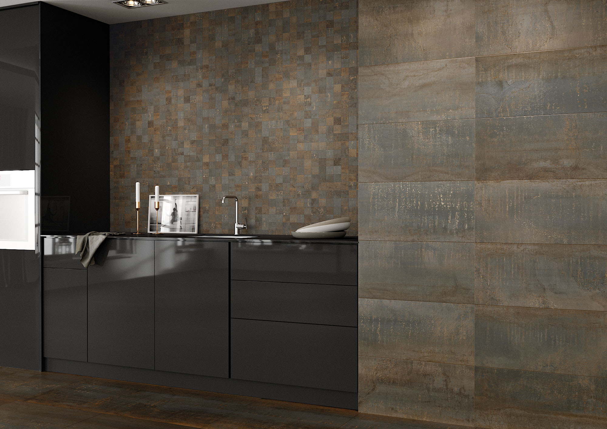 Urbanixx Gres Karlstadt Mosaik Metalloptik Braun Matt 30x30 cm rektifiziert R9