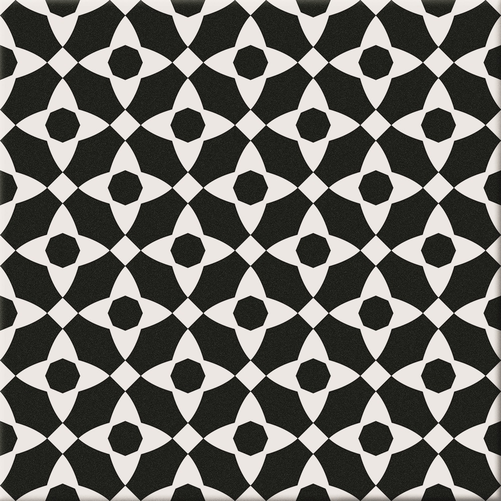 Catalea Gres Allsta Retrofliese Blumenwiese Schwarz Weiß matt 20x20 cm