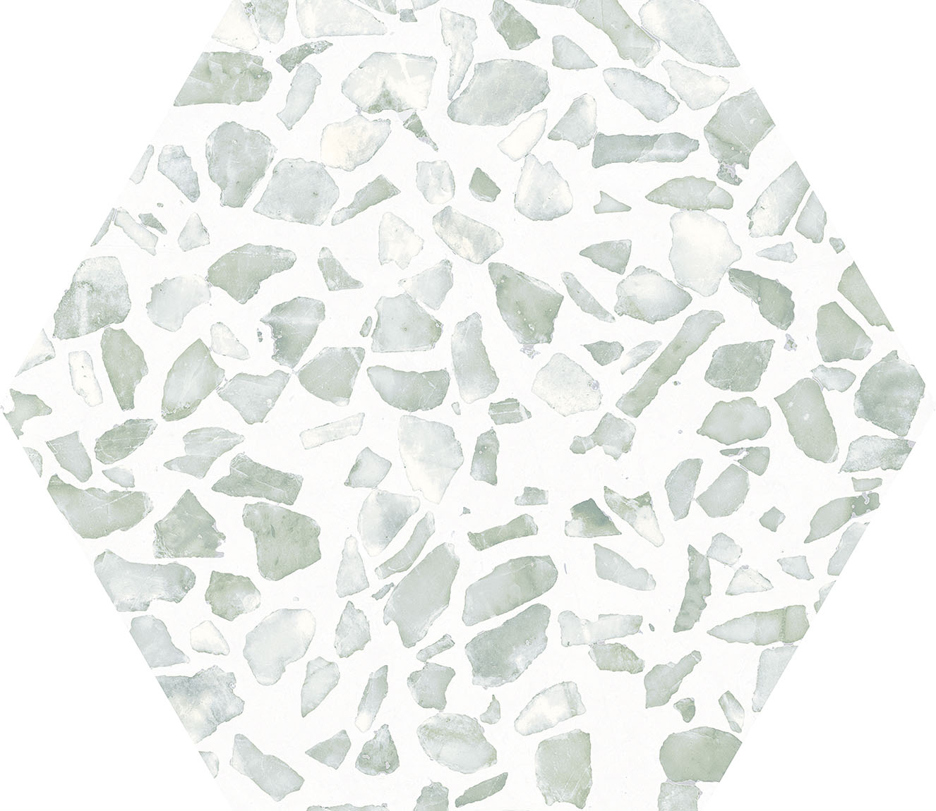 Urbanixx Gres Tarfala Bodenfliesen Terrazzooptik Hexagon Grün Matt 23,2x26,7 cm rektifiziert
