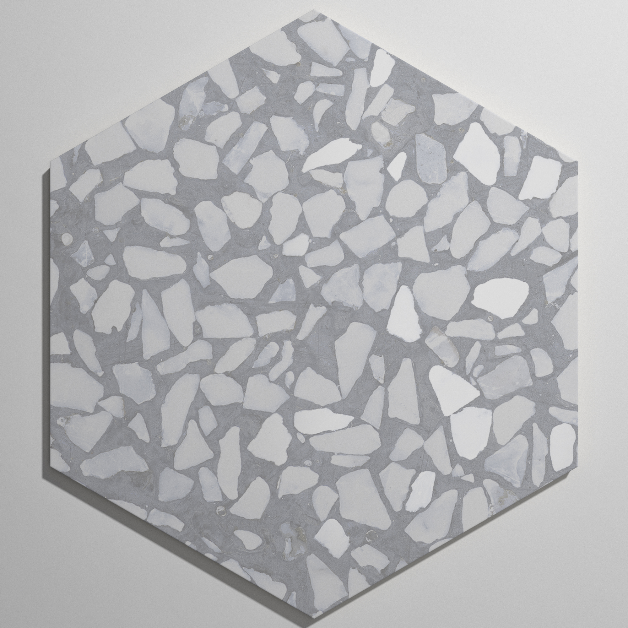 Urbanixx Gres Tarfala Bodenfliesen Terrazzooptik Hexagon Grau Matt 23,2x26,7 cm rektifiziert