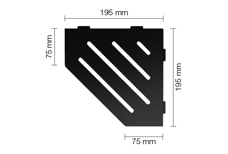 Schlüter SHELF E S2 195x195 mm Wave MGS Graphitschwarz Matt Duschablage