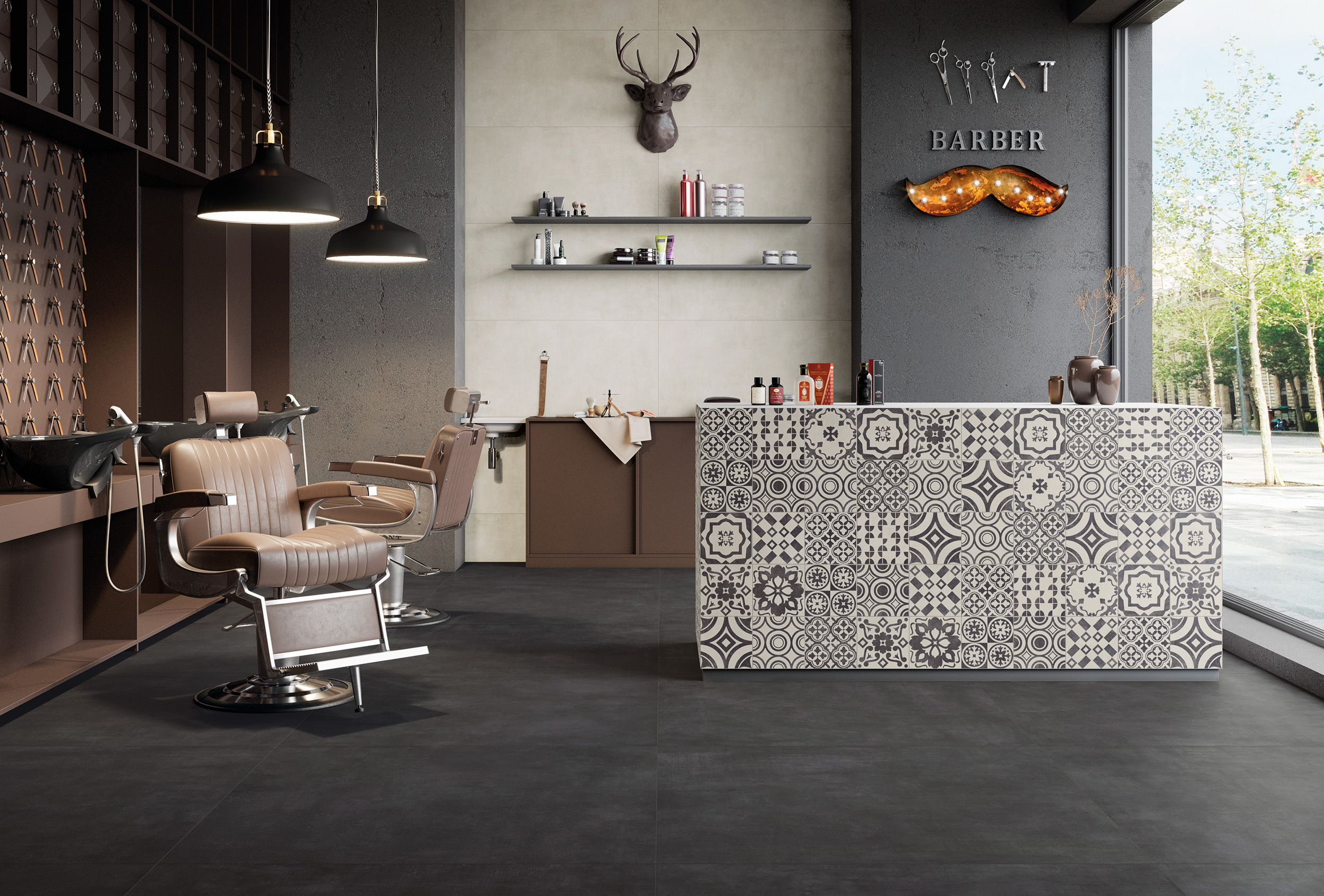 Urbanixx Gres Bari Bodenfliese Betonoptik Schwarz Matt 20x20 cm rektifiziert R9