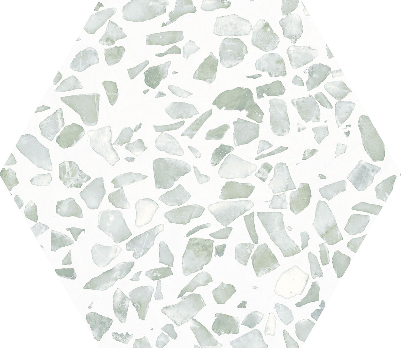 Urbanixx Gres Tarfala Bodenfliesen Terrazzooptik Hexagon Grün Matt 23,2x26,7 cm rektifiziert
