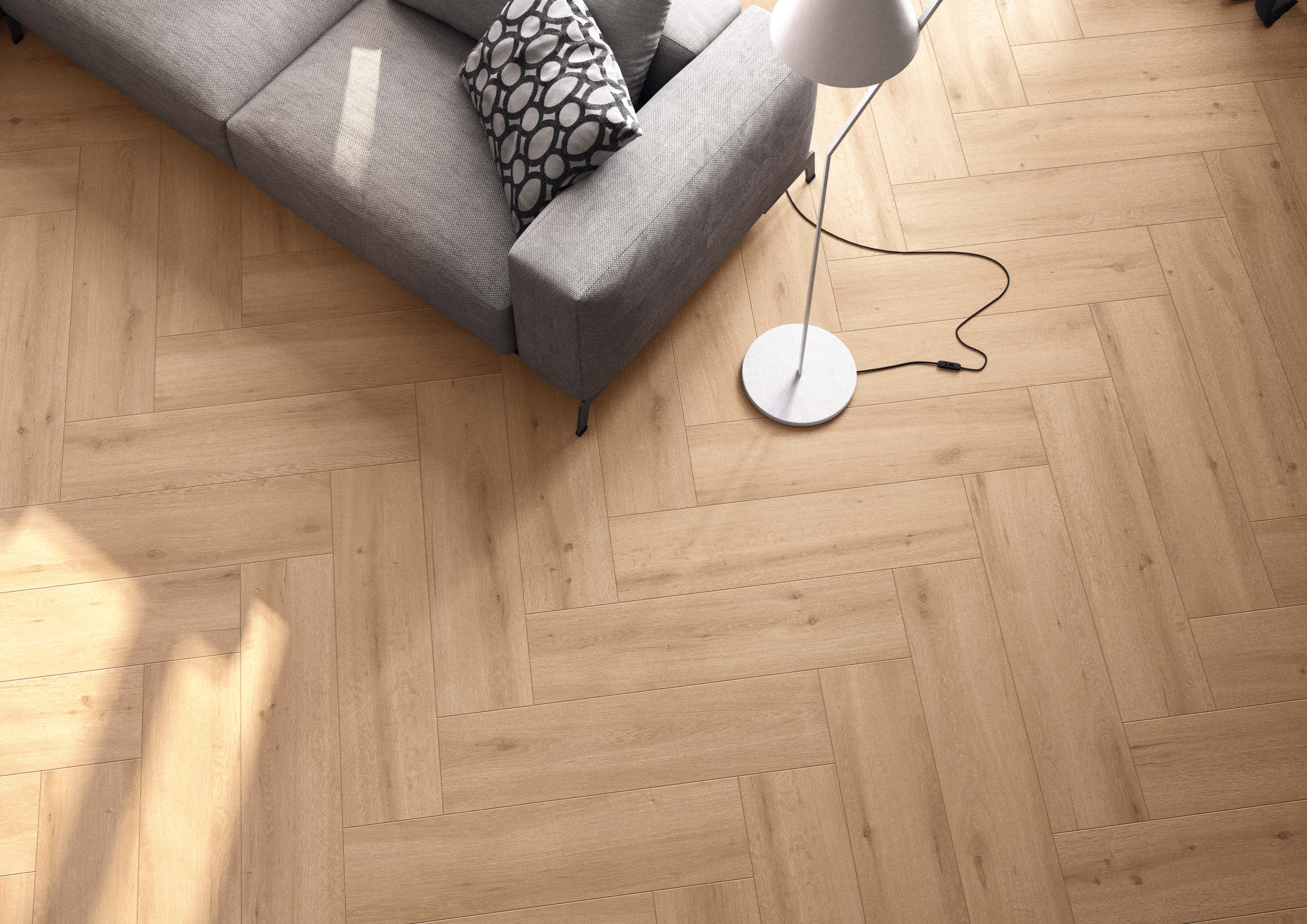 Noem Gres Malaga Bodenfliese Holzoptik Braun Matt 22,5x90 cm rektifiziert R10A