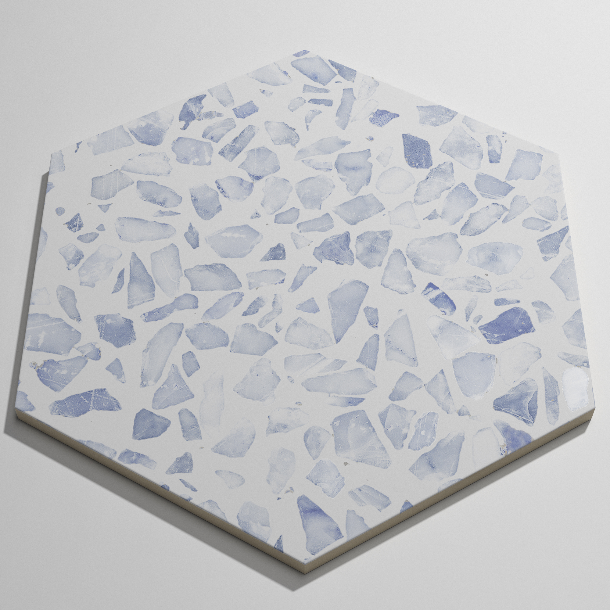 Urbanixx Gres Tarfala Bodenfliesen Terrazzooptik Hexagon Blau Matt 23,2x26,7 cm rektifiziert