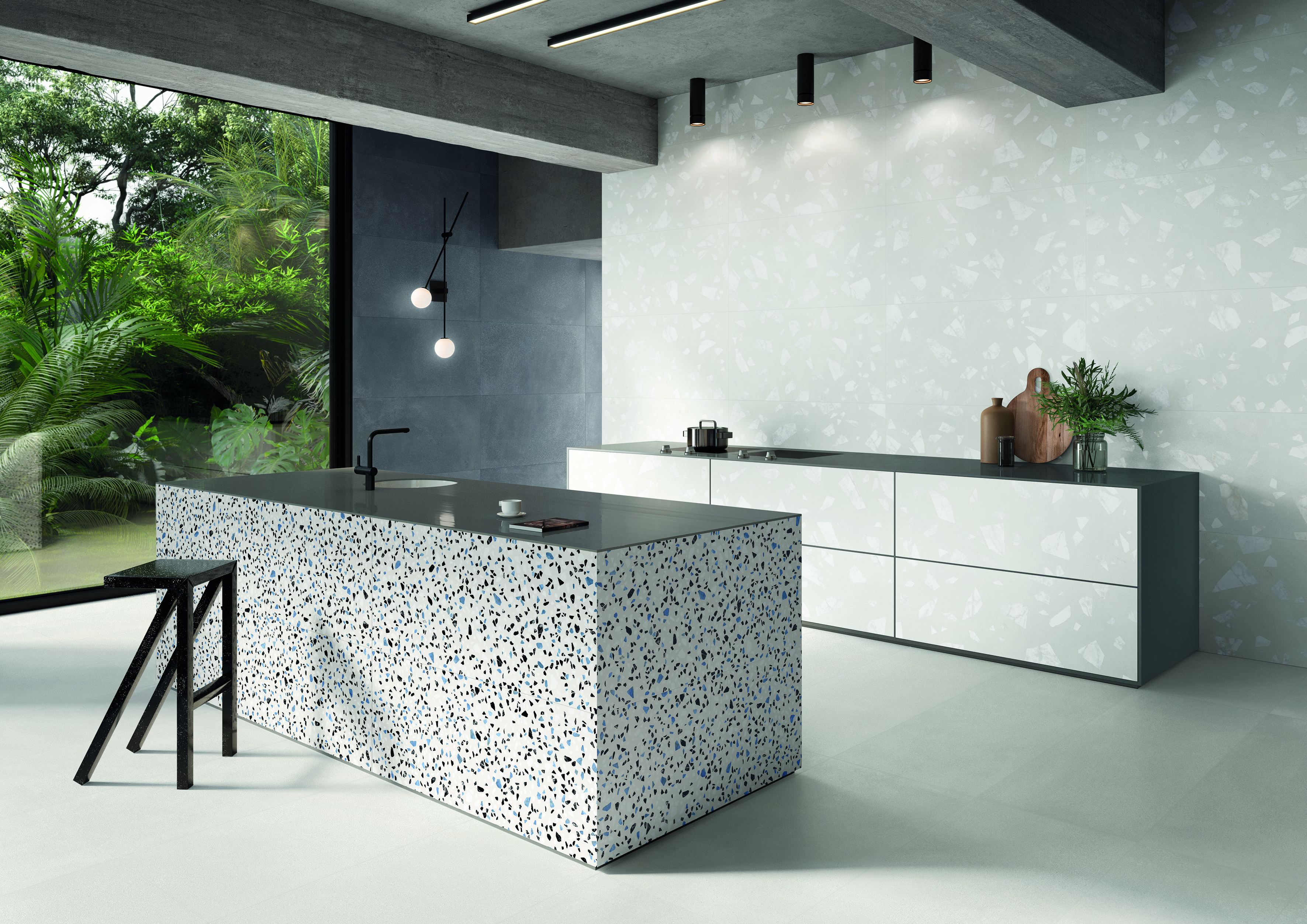 Ergon Medley Rock Bodenfliese Terrazzooptik White matt 60x120 cm rekt. R10B