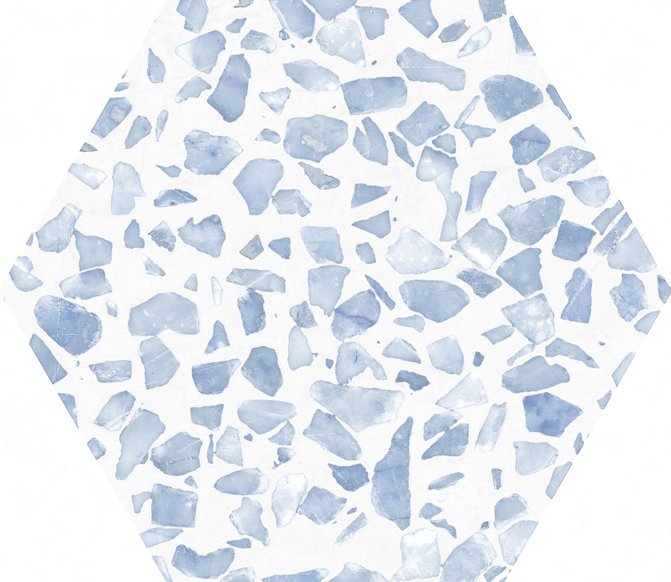 Urbanixx Gres Tarfala Bodenfliesen Terrazzooptik Hexagon Blau matt 23,2x26,7 cm rekt.
