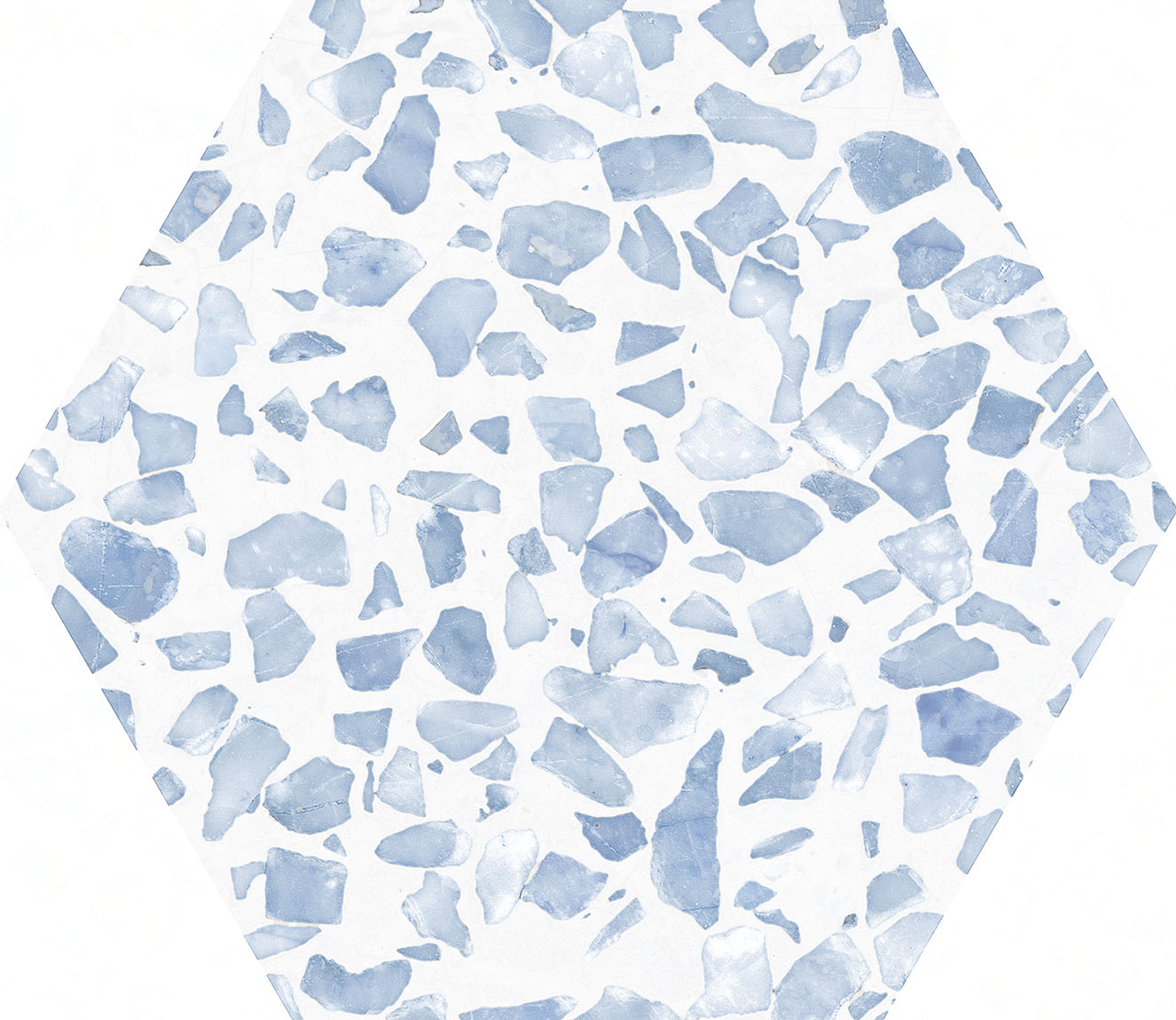 Urbanixx Gres Tarfala Bodenfliesen Terrazzooptik Hexagon Blau Matt 23,2x26,7 cm rektifiziert
