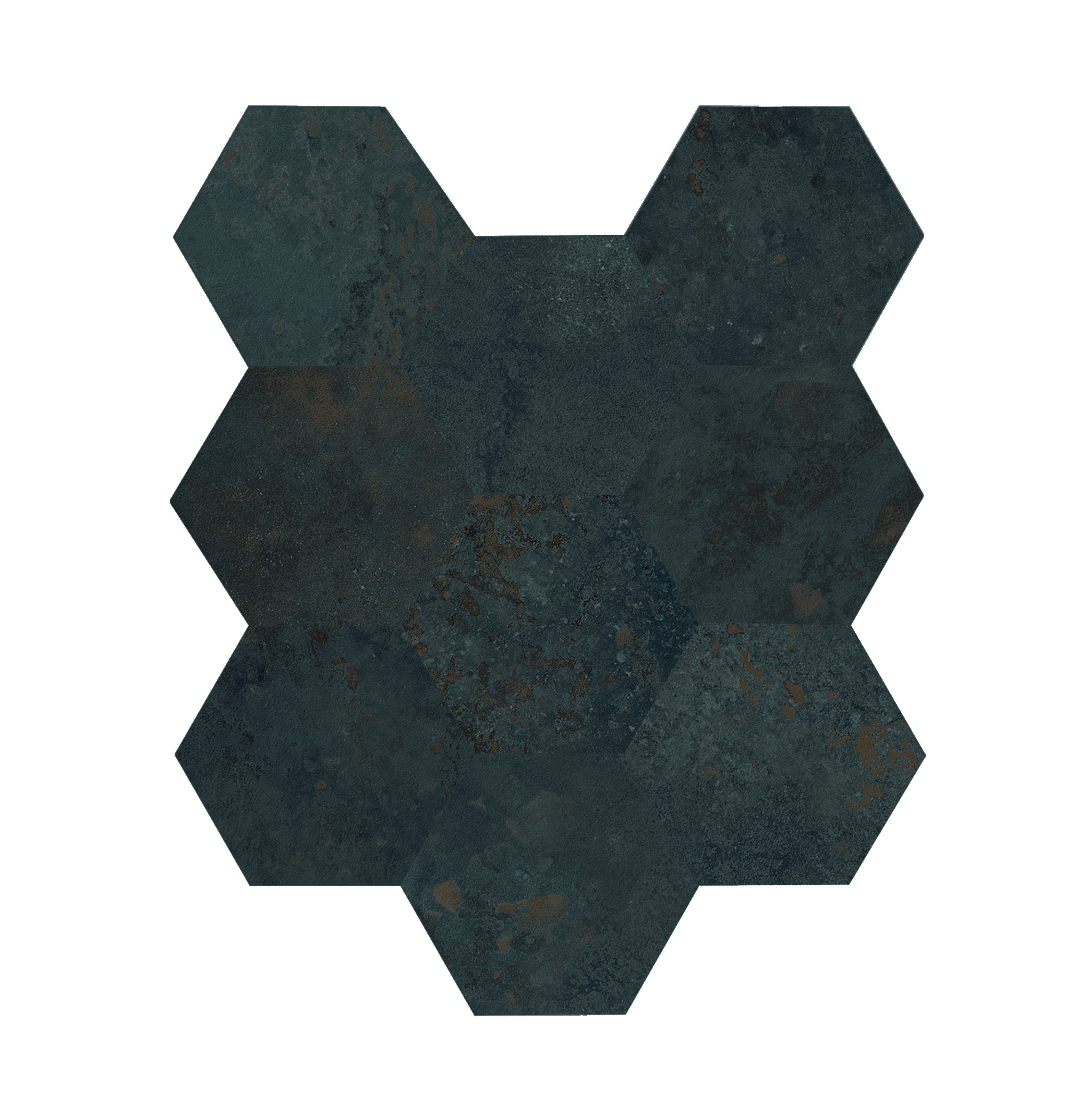 Caesar Alchemy Mosaik Hexagon 3D Metalloptik Schwarz Matt 28x34 cm  