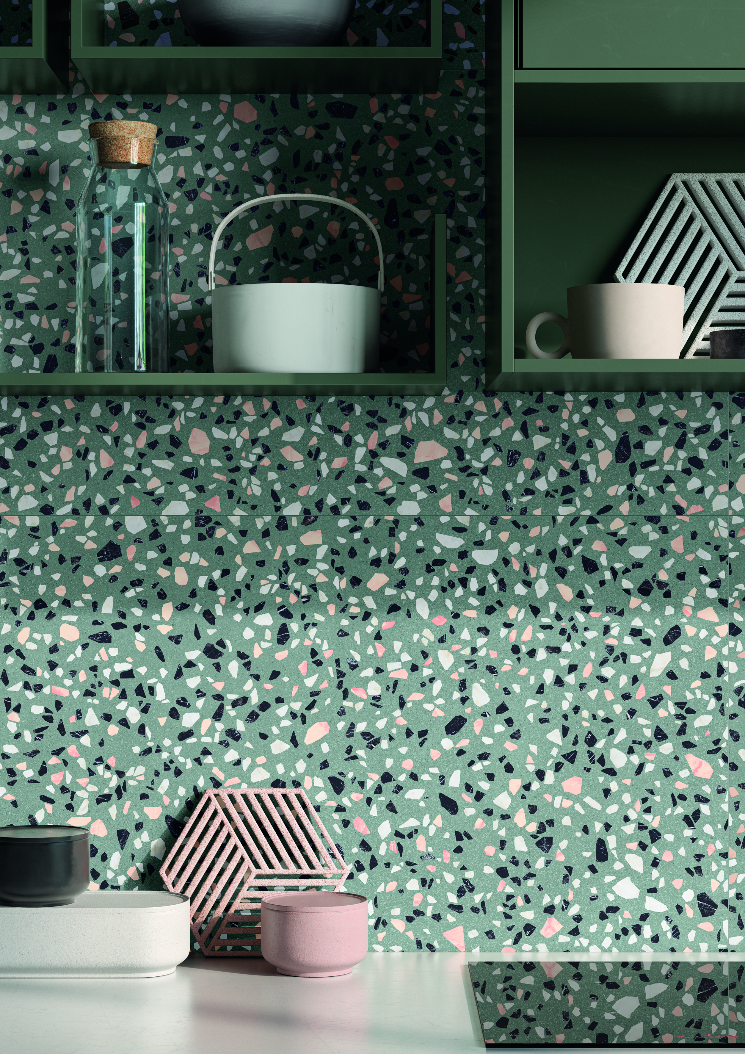 Ergon Medley Classic Bodenfliese Terrazzooptik Green matt 60x60 cm rekt. R10B