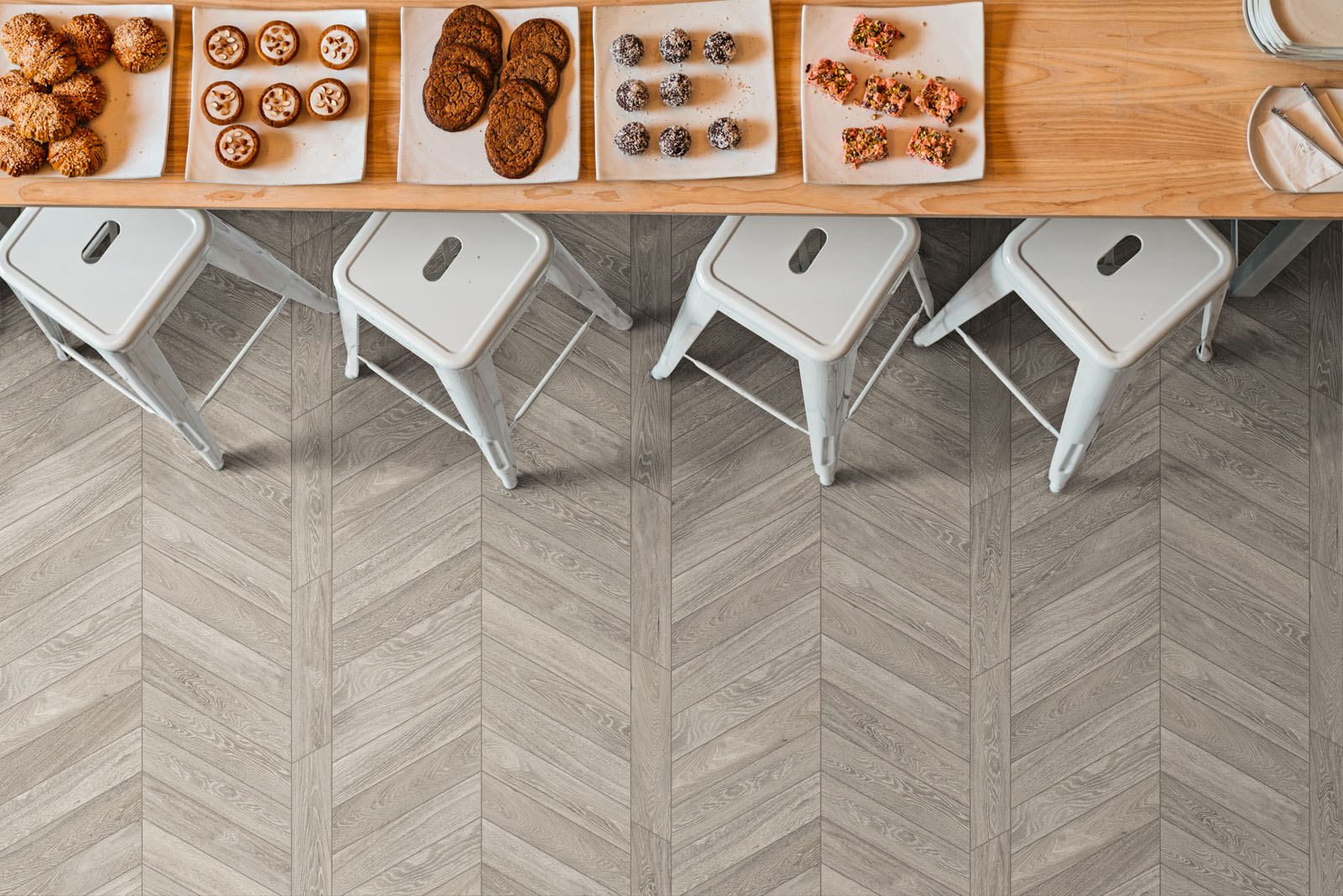 Ragno Woodchoice Bodenfliese Holzoptik Fischgrätverblender Grau Matt 11x54 cm rektifiziert R9 