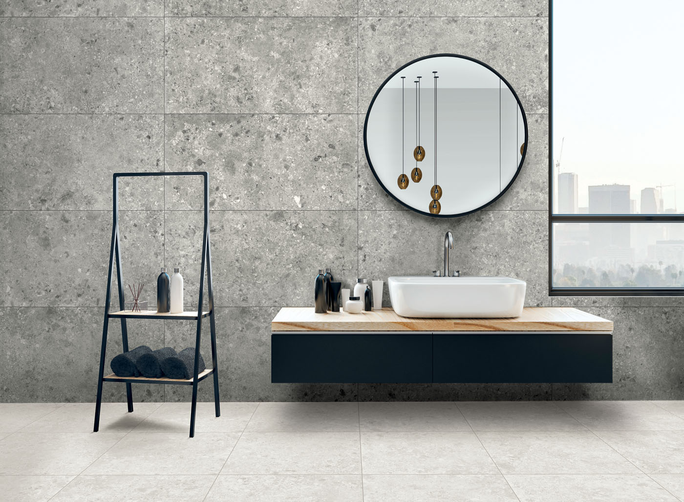 Urbanixx Gres Kyoto Bodenfliese Terrazzooptik Grau matt 30x60 cm rektifiziert R10