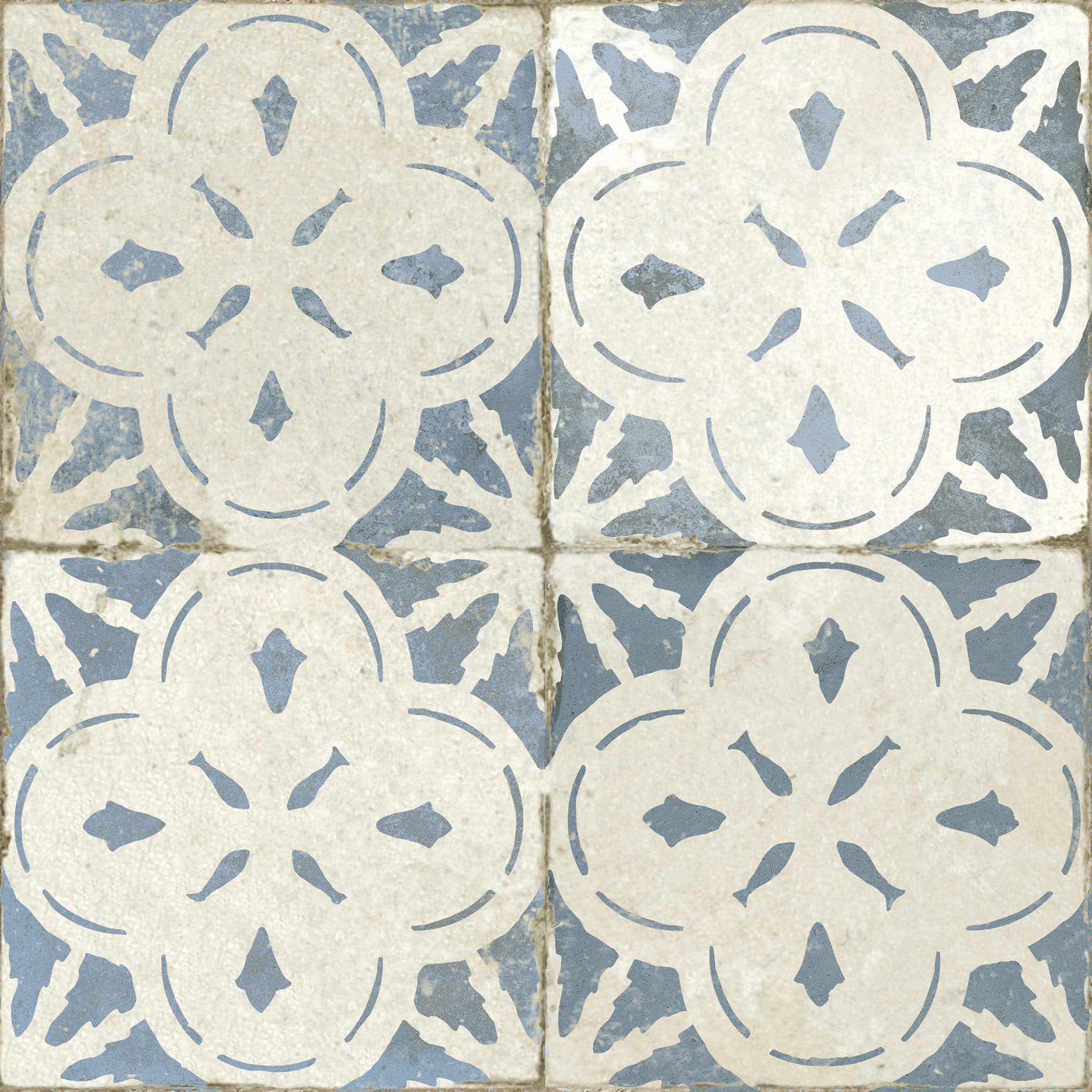 Peronda Aurora Mosaik Retrofliese Vintageoptik Blau Matt 45x45 cm R9