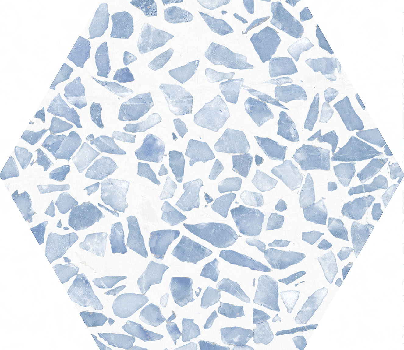 Urbanixx Gres Tarfala Bodenfliesen Terrazzooptik Hexagon Blau Matt 23,2x26,7 cm rektifiziert