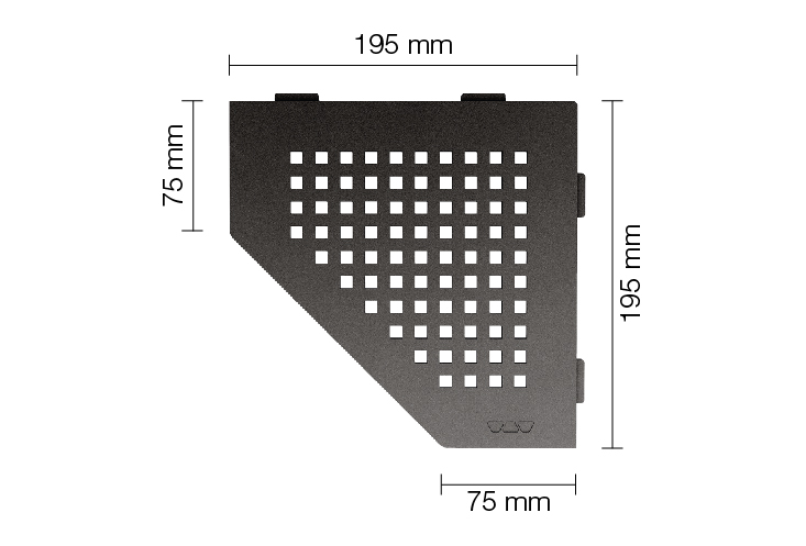 Schlüter SHELF E S2 195x195 mm Square TSDA strukturbeschichtet Steingrau Duschablage