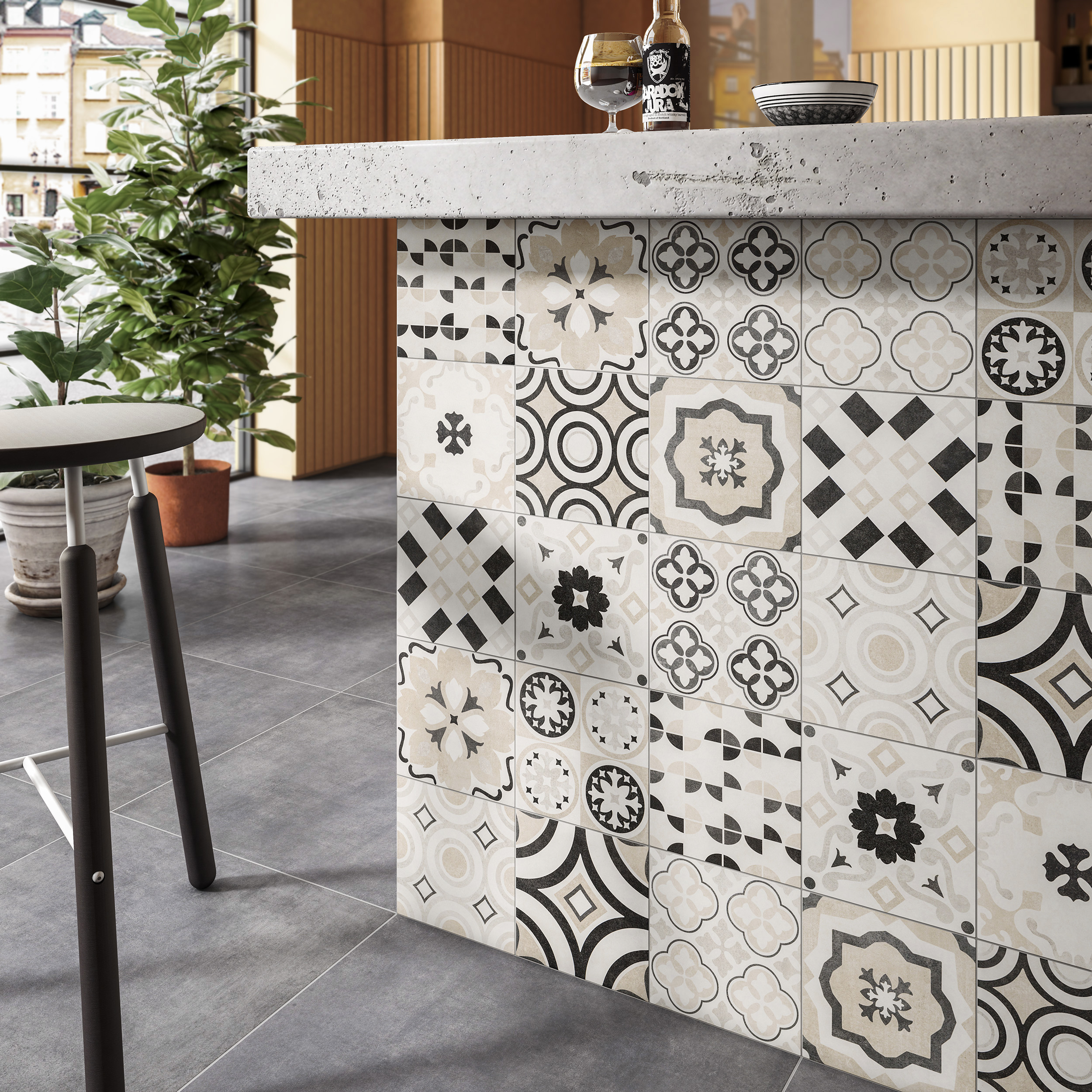 Urbanixx Gres Bari Dekor Mix Betonoptik Greige/Grau matt 20x20 cm rekt. R9 Urbanixx Gres Bari Dekor Mix Betonoptik Greige/Grau matt 20x20 cm rekt. R9