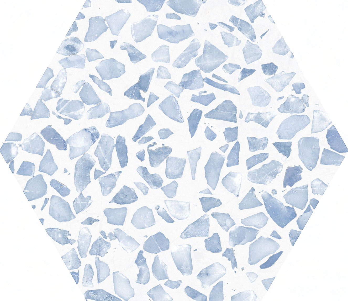 Urbanixx Gres Tarfala Bodenfliesen Terrazzooptik Hexagon Blau Matt 23,2x26,7 cm rektifiziert