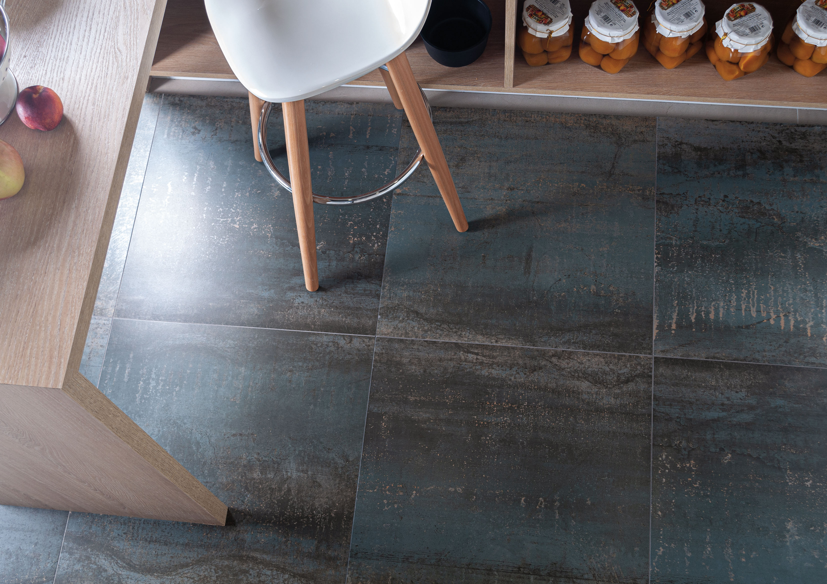 Urbanixx Gres Karlstadt Bodenfliesen Metalloptik Blau Matt 60x60 cm rektifiziert R9