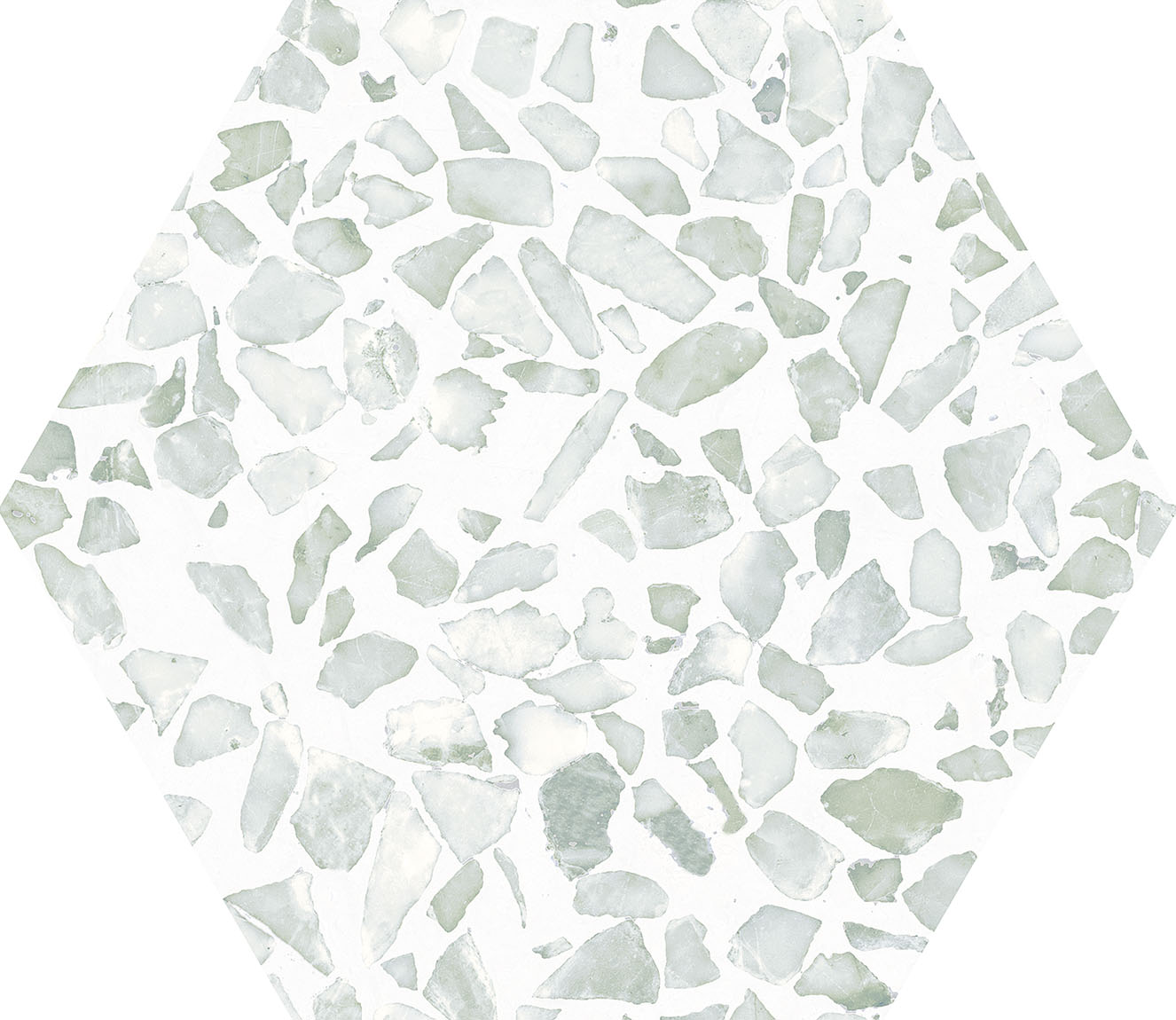 Urbanixx Gres Tarfala Bodenfliesen Terrazzooptik Hexagon Grün Matt 23,2x26,7 cm rektifiziert
