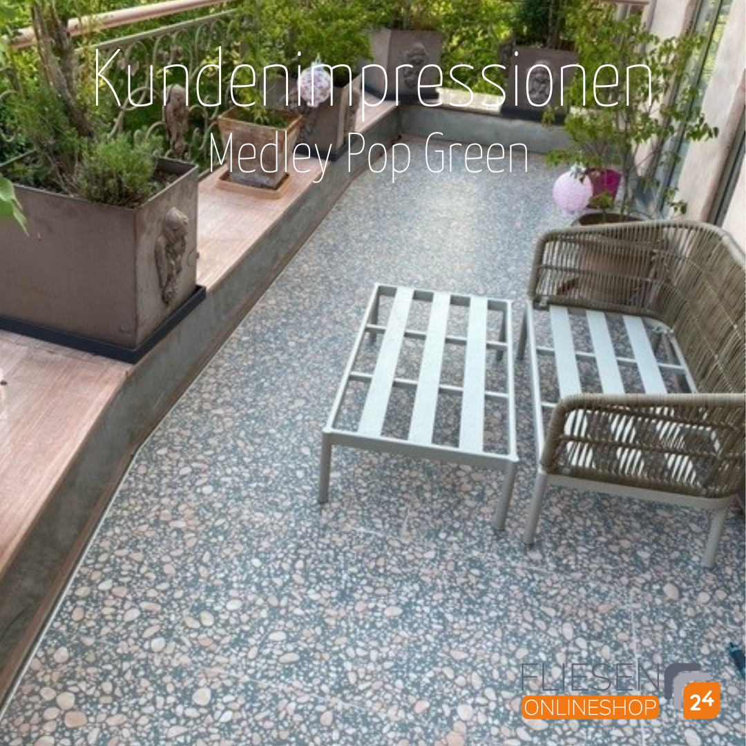 Ergon Medley Pop Bodenfliese Terrazzooptik Grün Matt 60x120 cm rektifiziert R10B