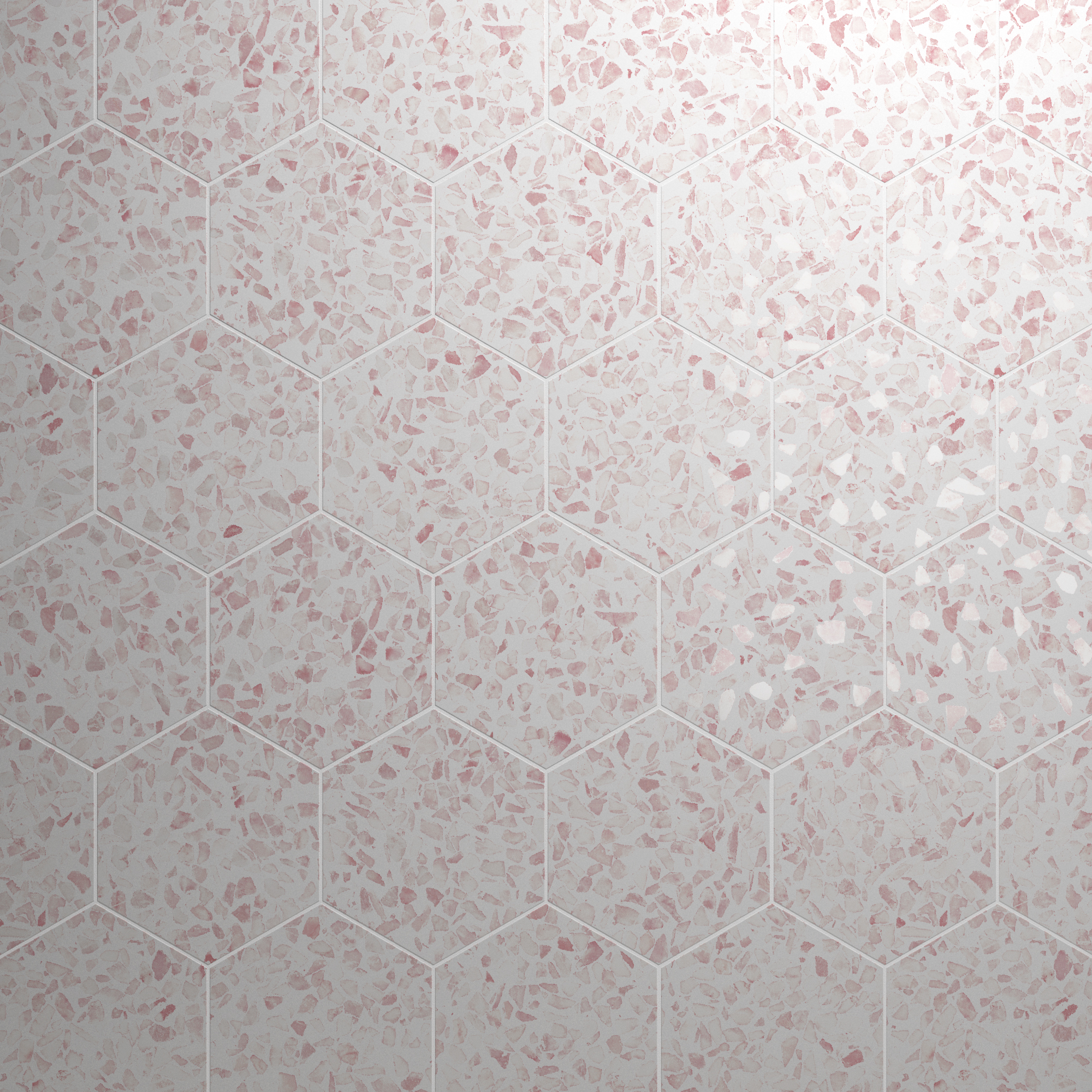Urbanixx Gres Tarfala Bodenfliesen Terrazzooptik Hexagon Rosa Matt 23,2x26,7 cm rektifiziert
