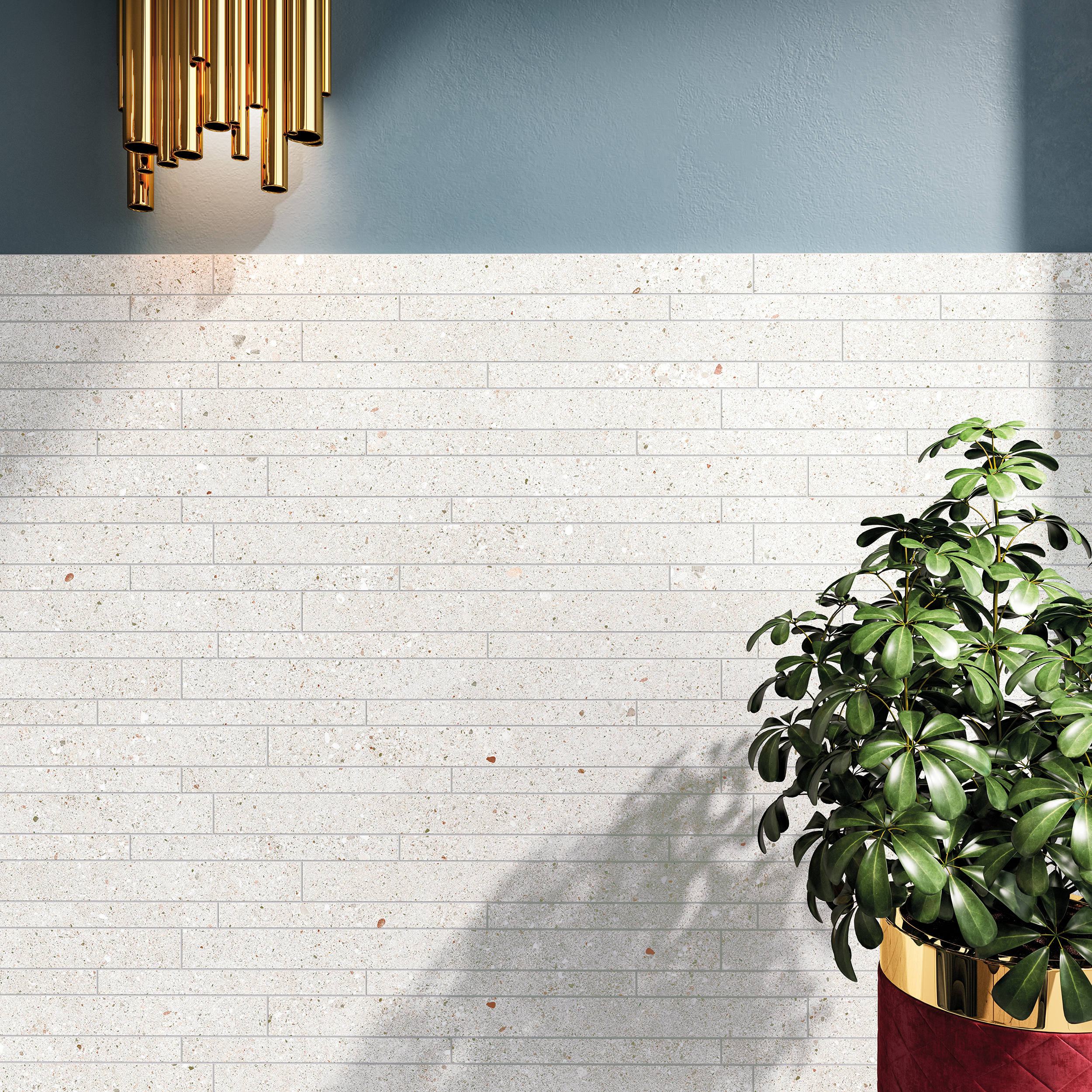 Urbanixx Gres Florenz Stäbchenmosaik Natursteinoptik Weiß Matt 30x60,4 cm rektifiziert