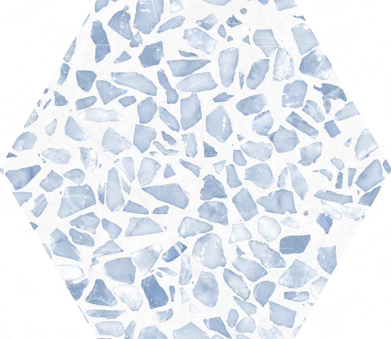 Urbanixx Gres Tarfala Bodenfliesen Terrazzooptik Hexagon Blau Matt 23,2x26,7 cm rektifiziert