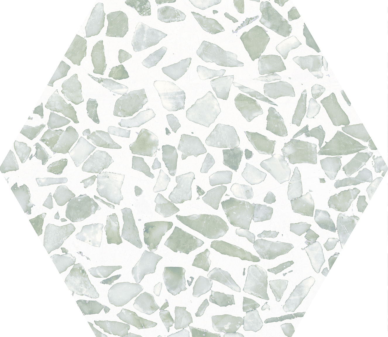 Urbanixx Gres Tarfala Bodenfliesen Terrazzooptik Hexagon Grün Matt 23,2x26,7 cm rektifiziert