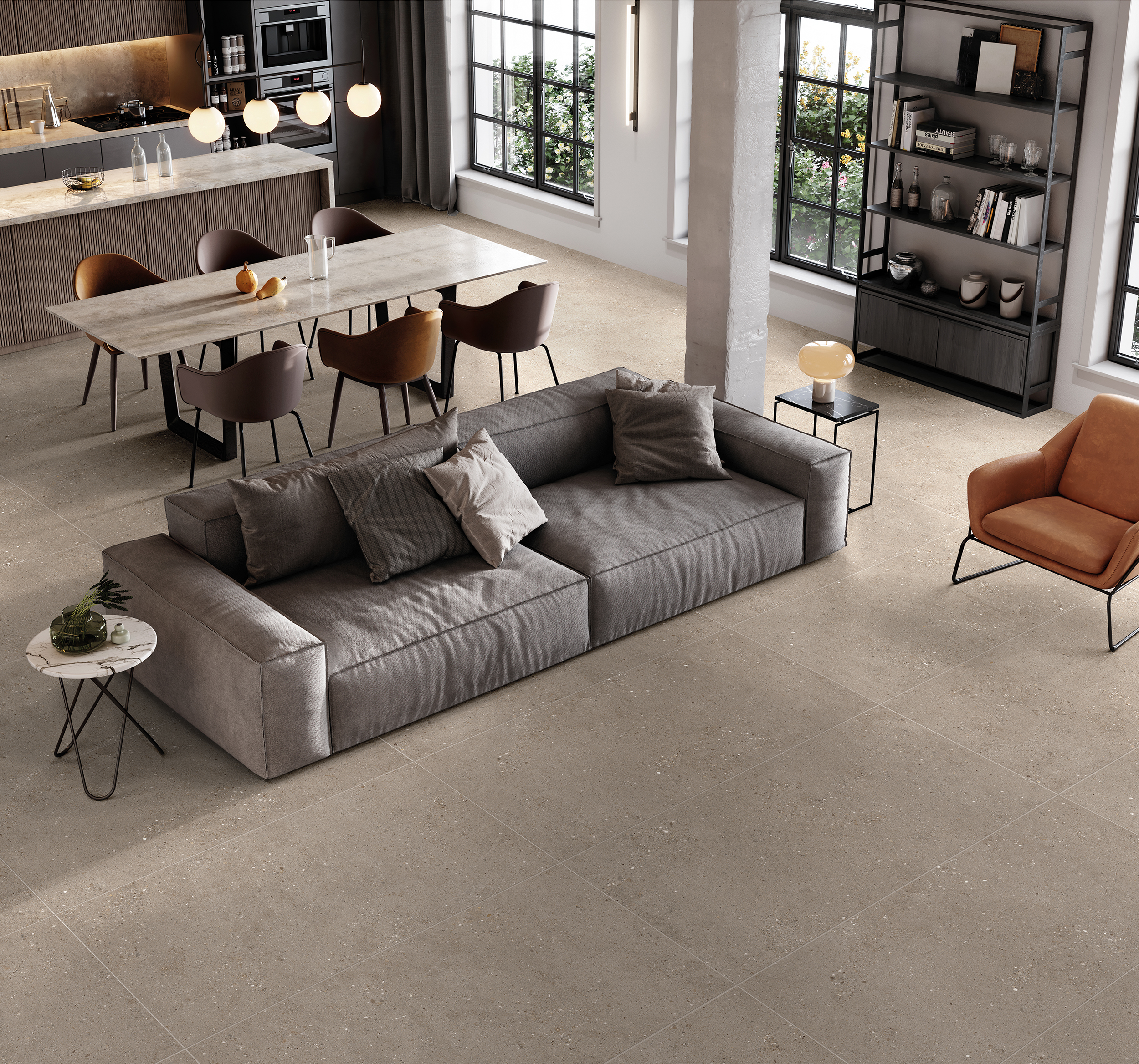 Urbanixx Gres Florenz Bodenfliese Natursteinoptik Greige Matt 60x60 cm rektifiziert