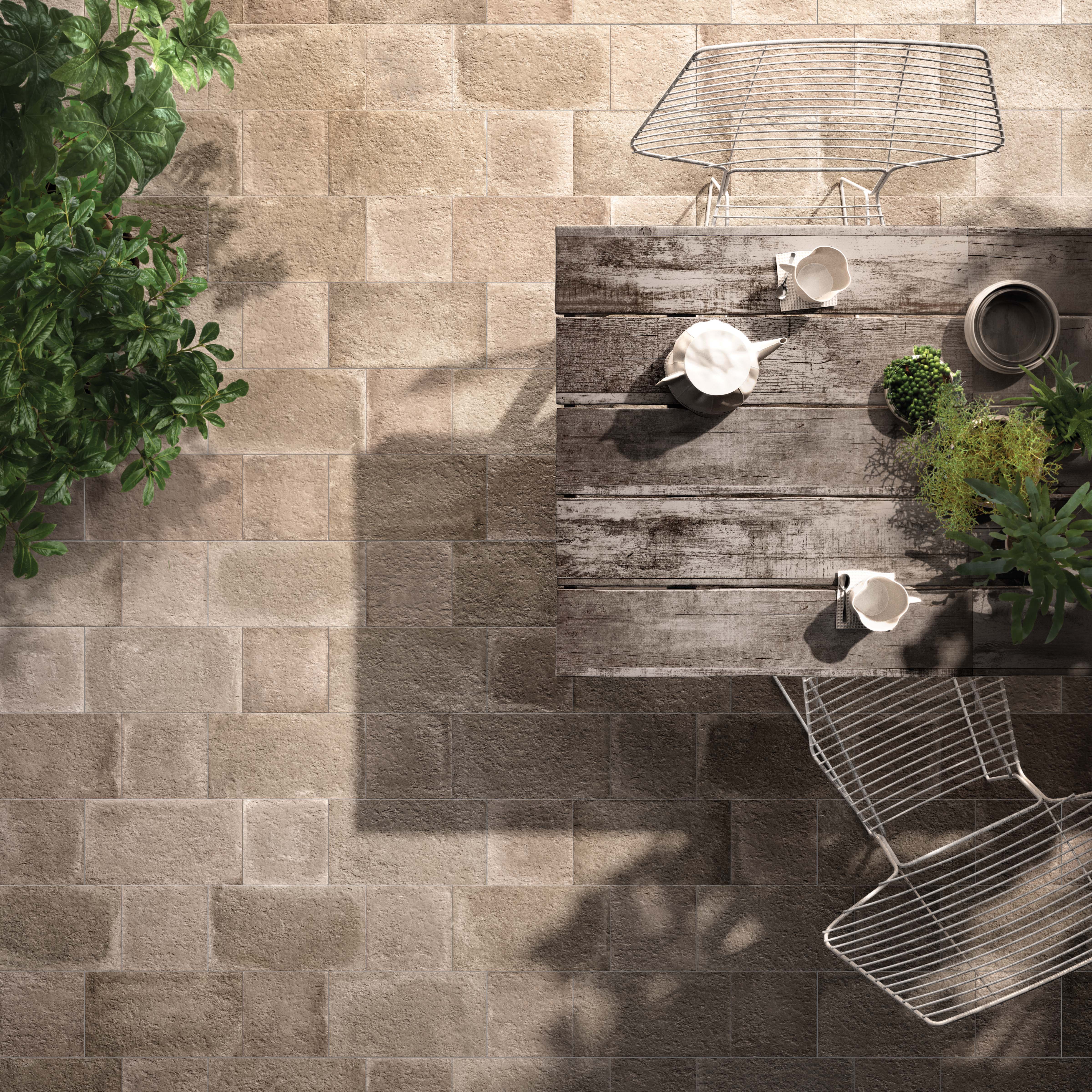 Flaviker Backstage Bodenfliese Betonoptik Outdoor Greige Matt 20x40 cm R11
